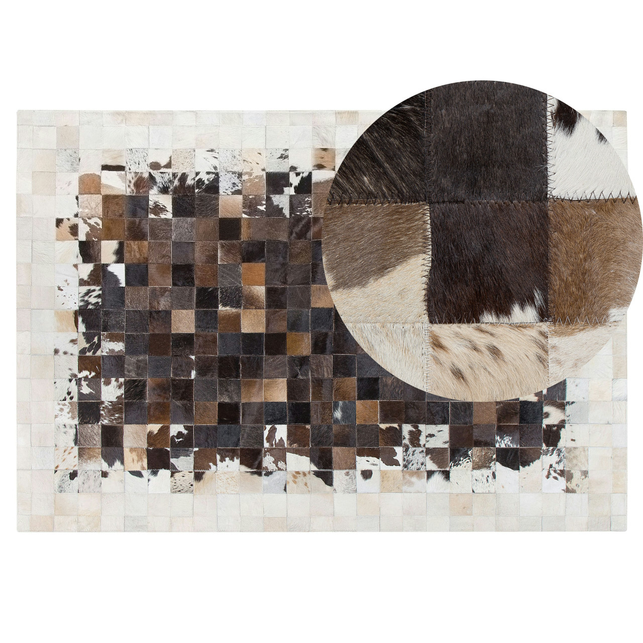Patchwork cowhide rug rectangular