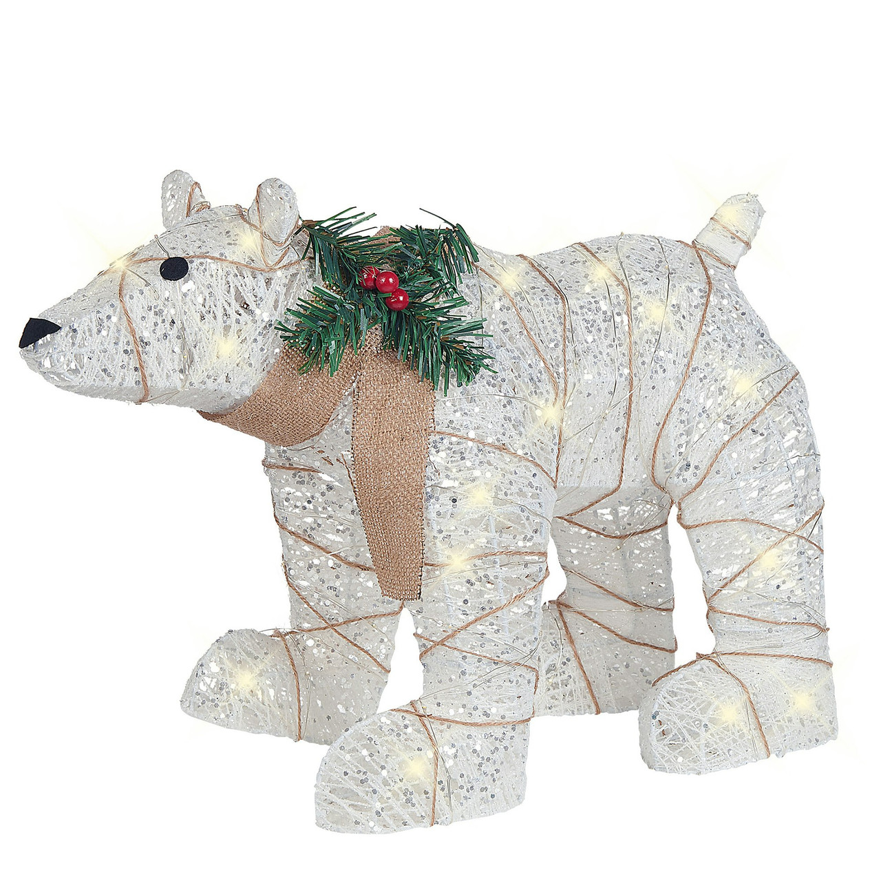Outdoor Christmas LED Bear Decoration in White Iron