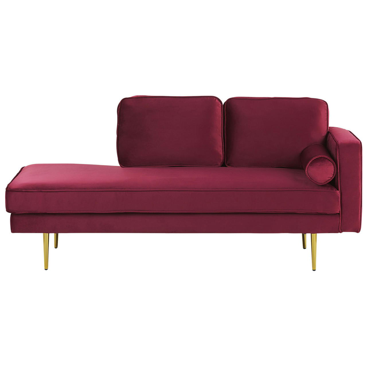Chaise longue Miramas terciopelo rojo orientación derecha