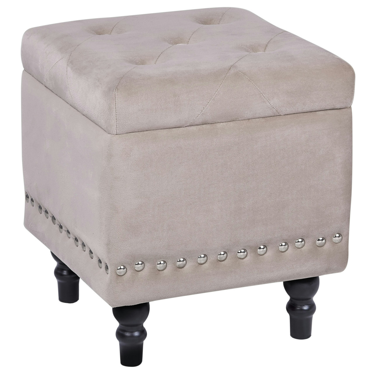 Loretto storage pouf in cream velvet