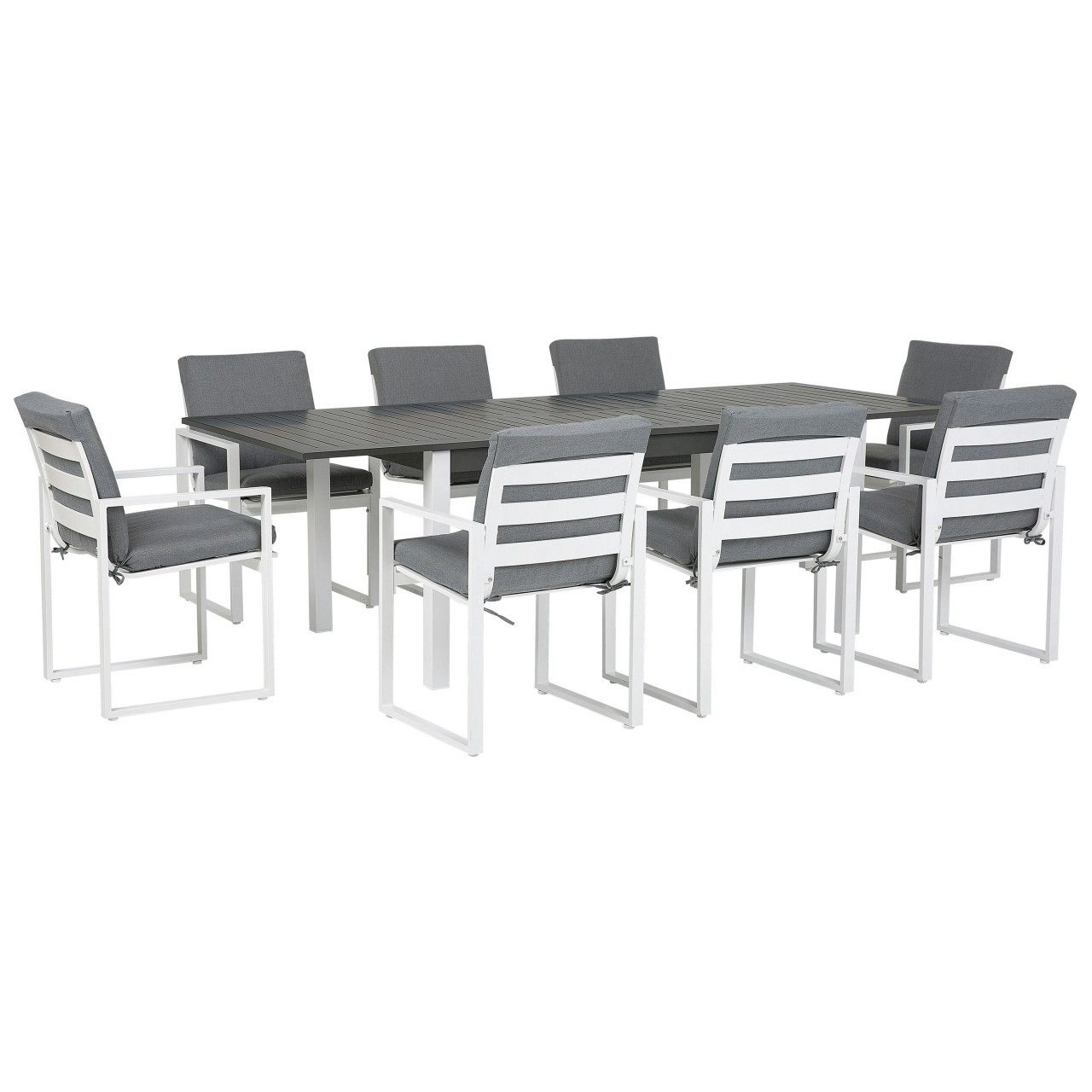 Conjunto de comedor exterior Pancole aluminio gris mesa extensible para 8