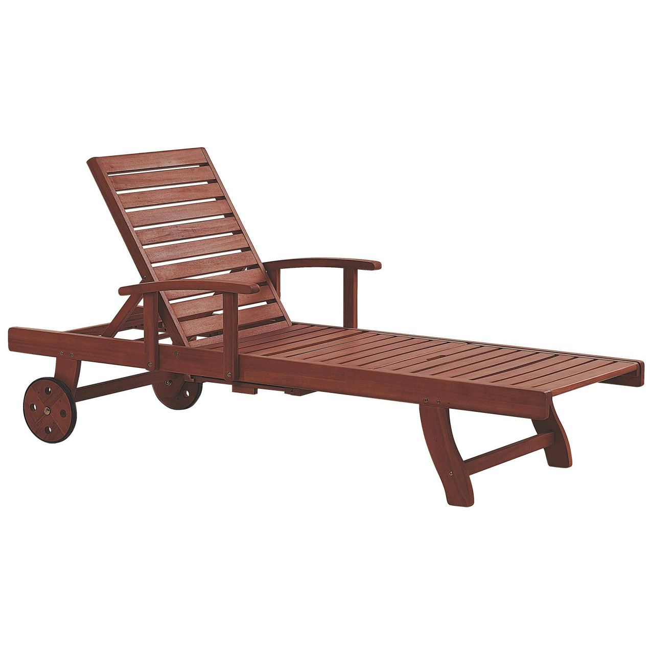 Tumbona Toscana de madera de acacia con ruedas y respaldo ajustable