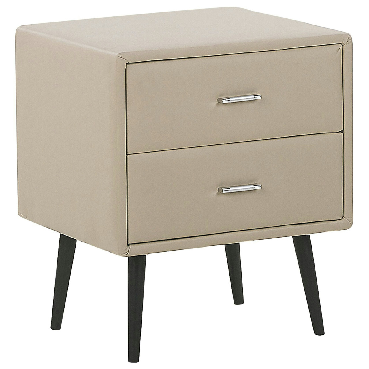 Essonne bedside table faux leather cream 2 drawers
