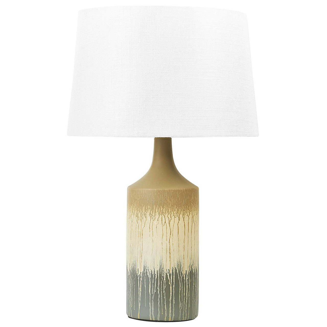 Lámpara de mesa Calvas de cerámica con pantalla de lino blanco