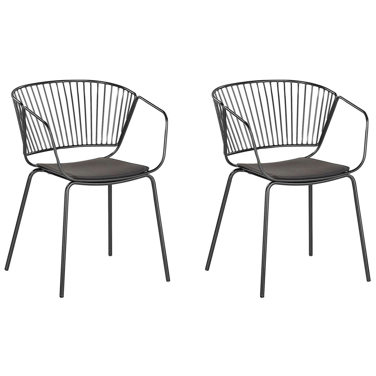Silla metálica Rigby con asiento acolchado de piel sintética