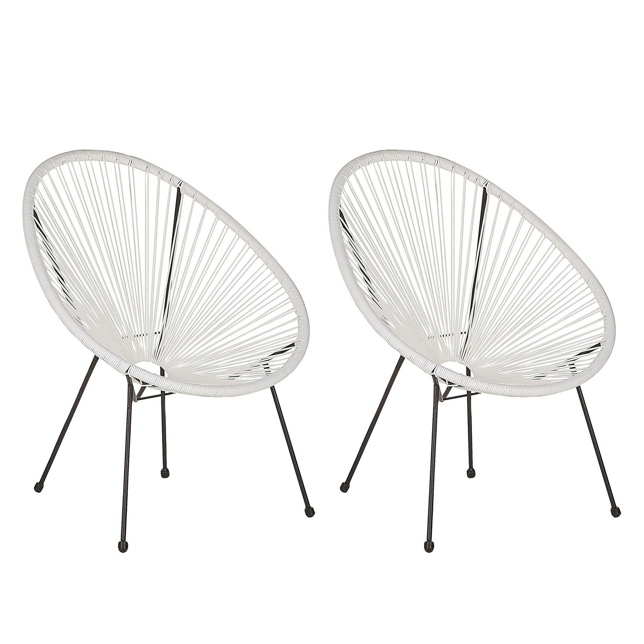 Silla de jardín Acapulco II ratán sintético blanca (conjunto 2)