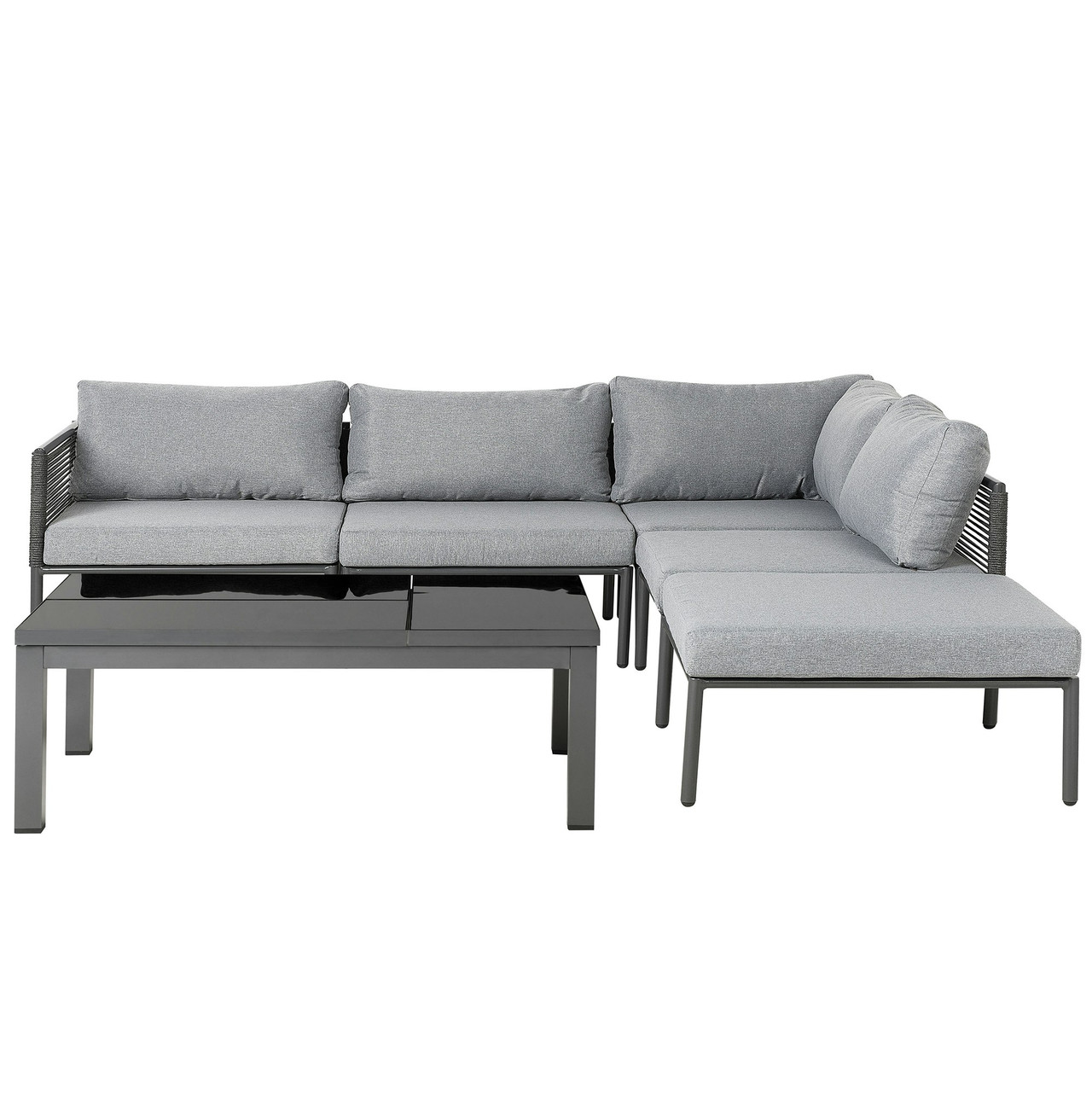 Conjunto lounge modular Forano en aluminio y vidrio templado