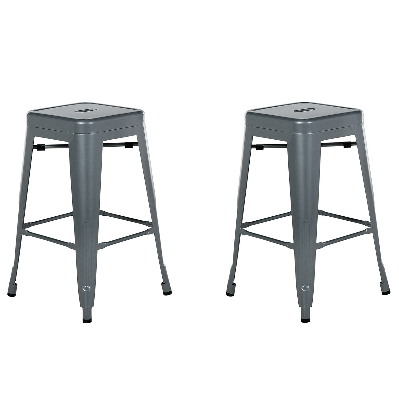 Set 2 taburetes de bar Cabrillo acero gris