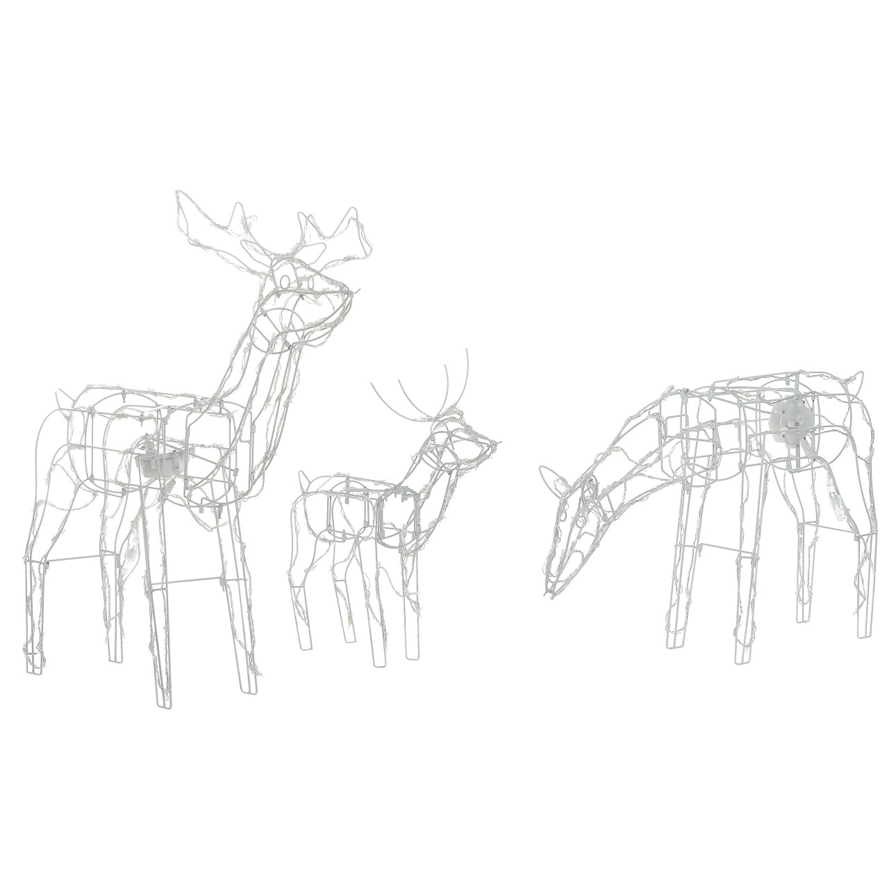 Motorized decorative reindeer set Mikkeli in white iron with LED