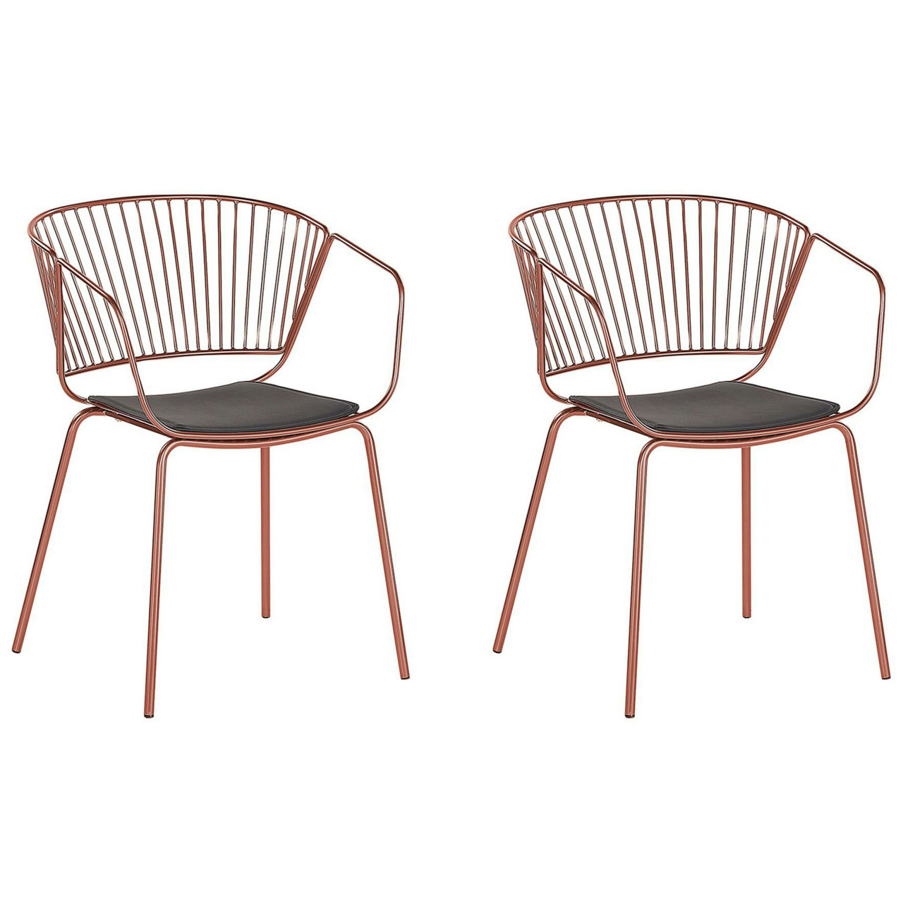 Silla Rigby metálica con asiento acolchado en piel sintética y estructura de acero cobre