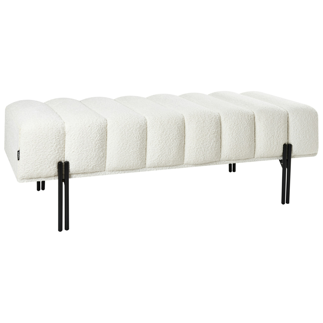 Banco Para Hall De Entrada Beliani Carey De Chenille Branco 125x49x44