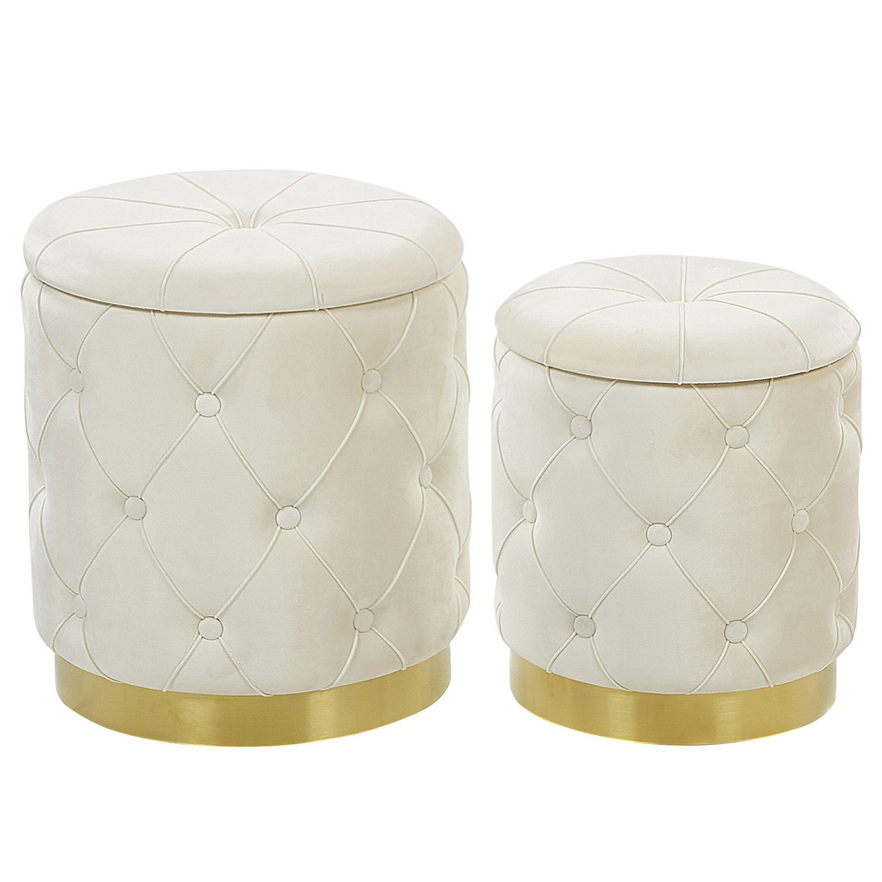 Conjunto 2 pufs Pueblo terciopelo blanco