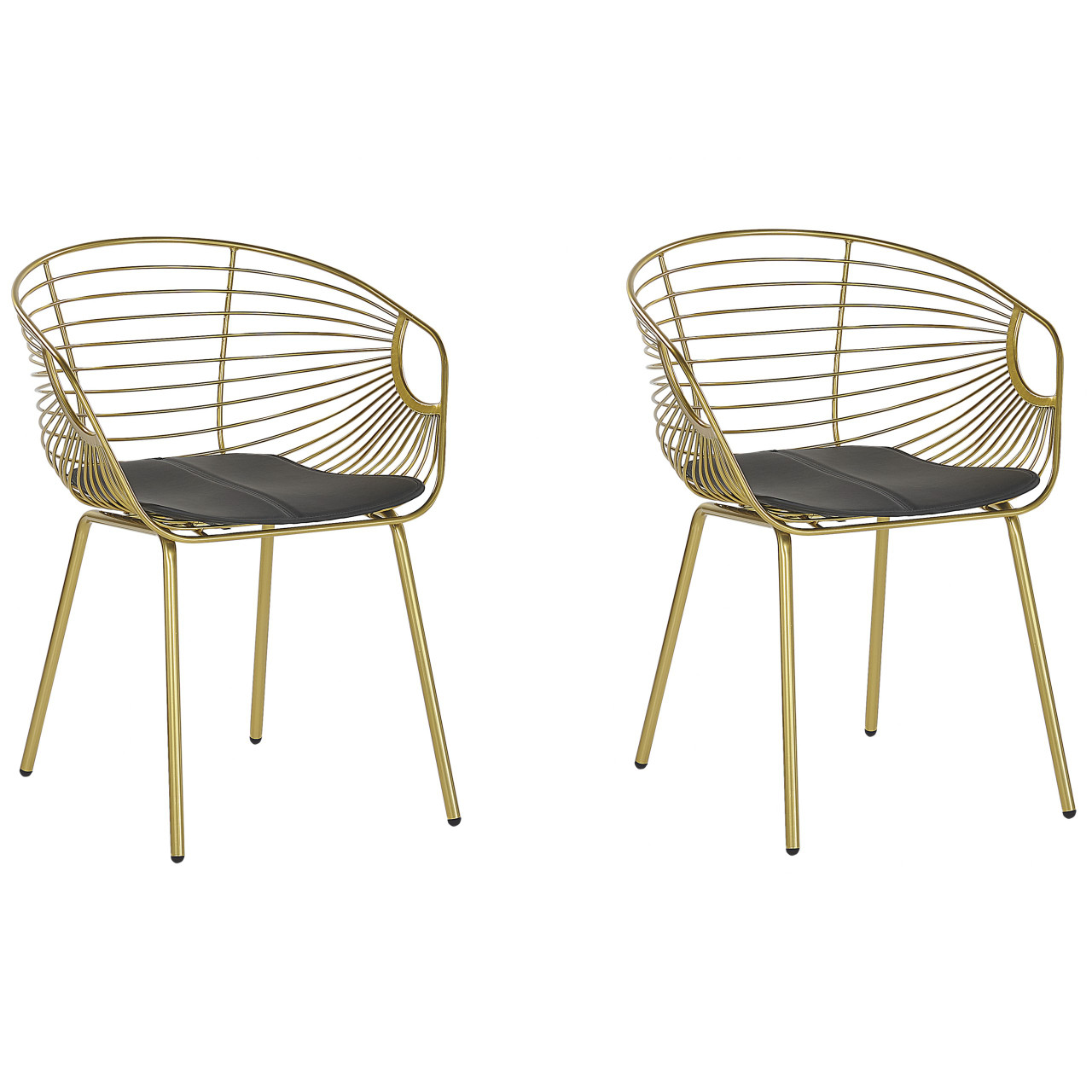 Silla Hoback de acero con asiento de piel sintética, conjunto de 2