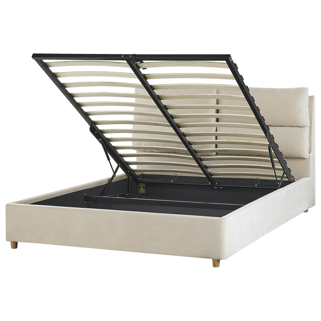 Batilly velvet double bed with lift-up storage