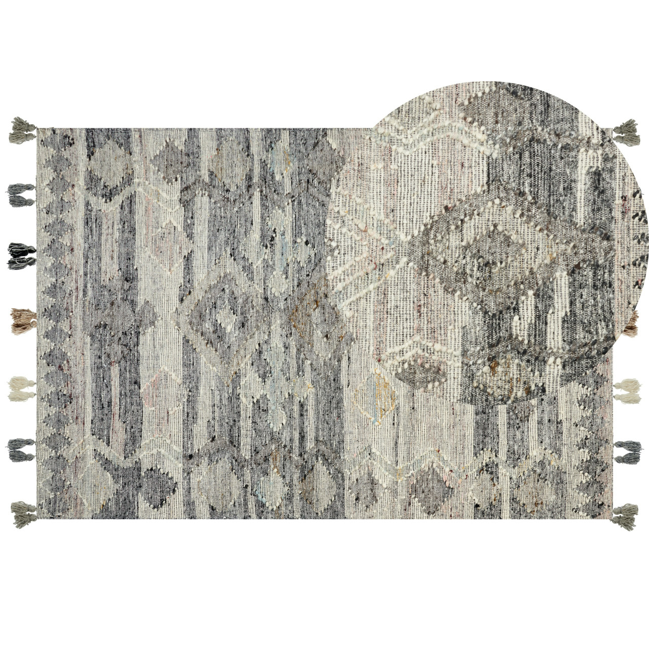 Alfombra Kilim Aratashen lana y algodón gris