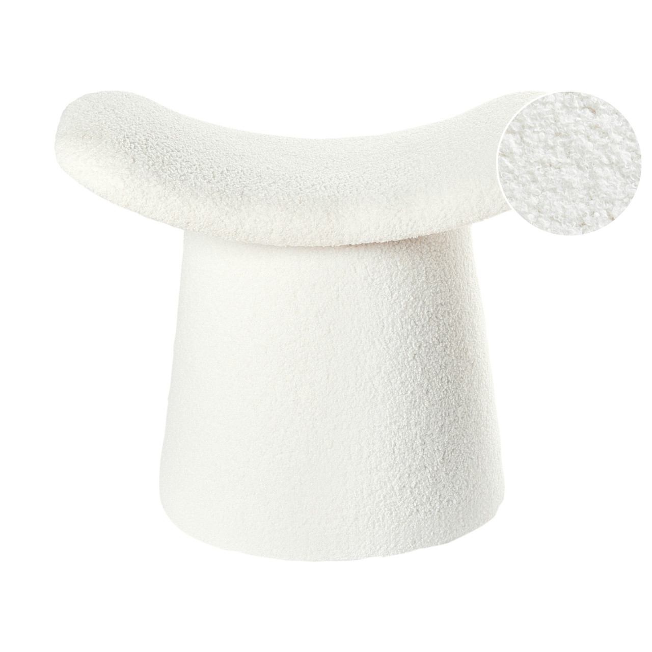 Puf Riddle bouclé blanco