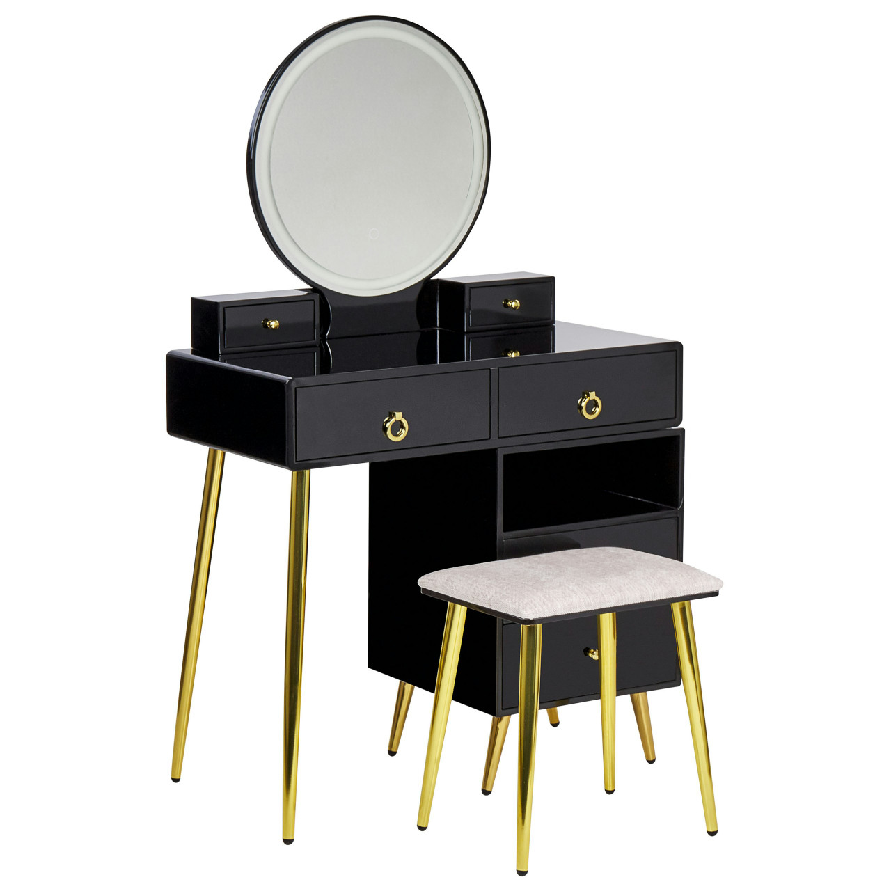 Tocador Yves en MDF con LED y taburete