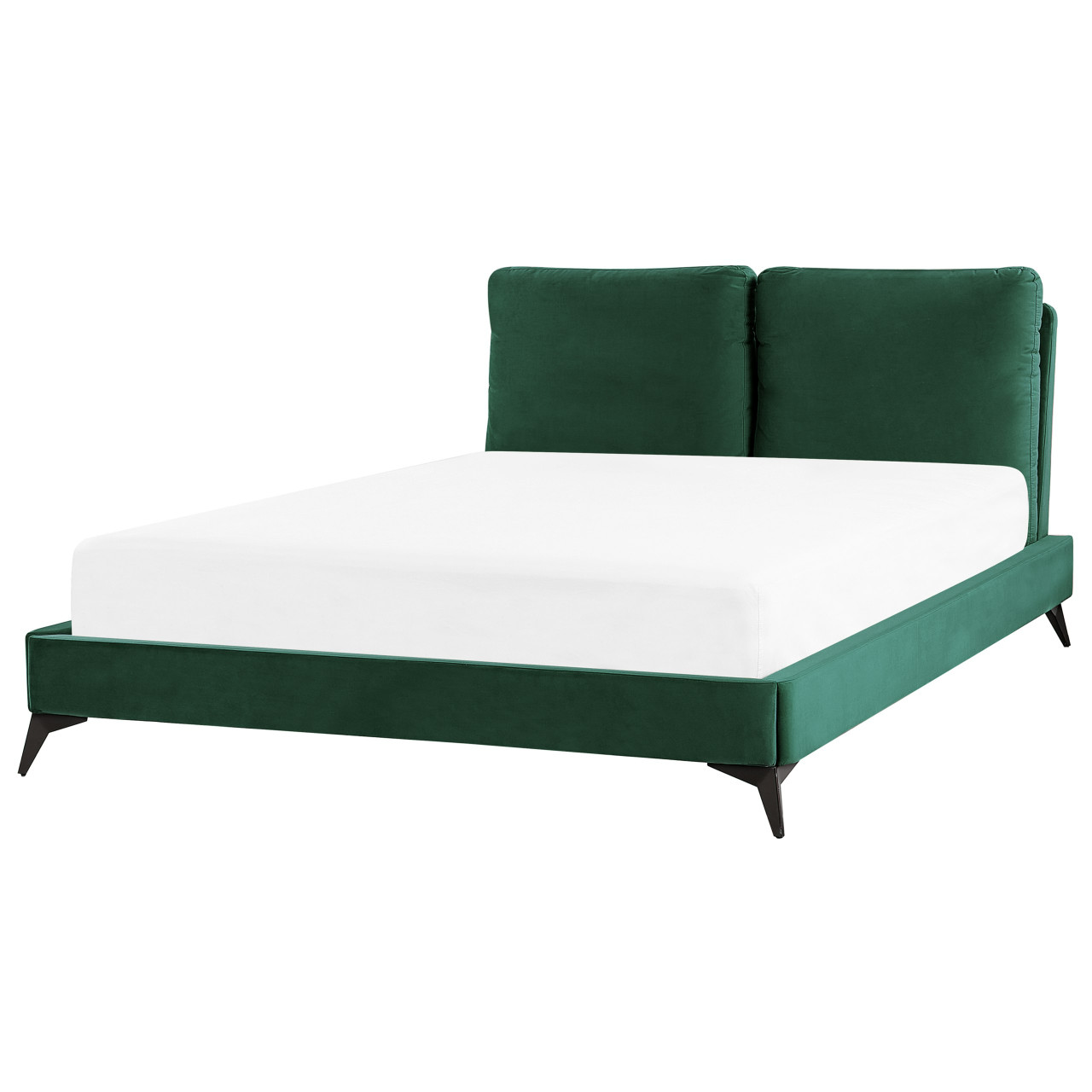 Cama de matrimonio Melle en terciopelo verde