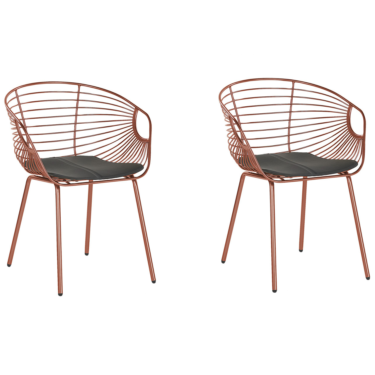 Silla de comedor Hoback en acero cobre con asiento de piel sintética