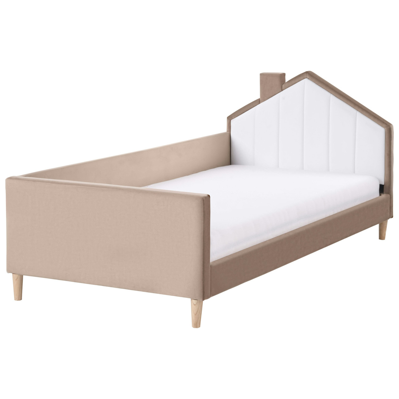 Cama infantil forma de casa Kervan veludo castanho