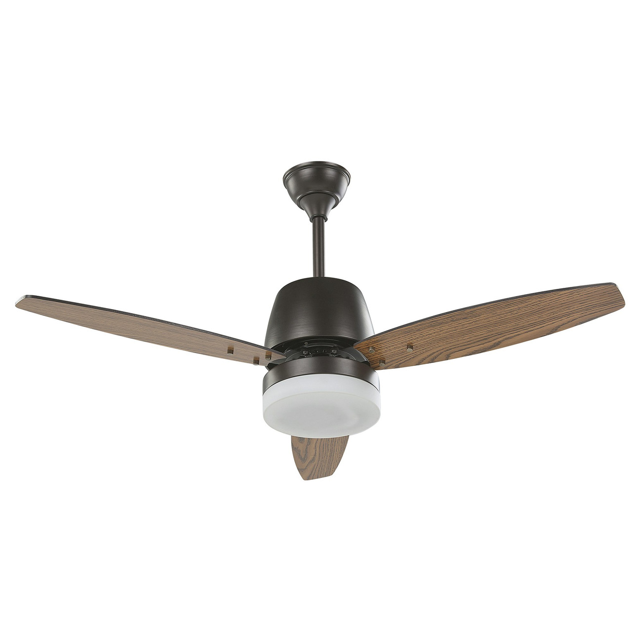 Ventilador de techo con luz y mando a distancia, madera oscura