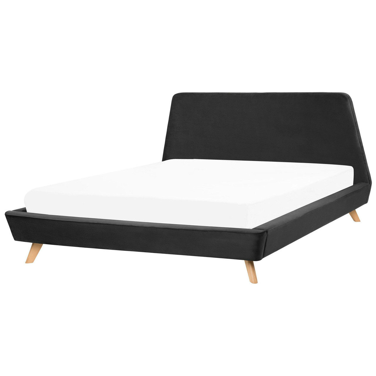 Vienne double bed in black velvet with slatted base