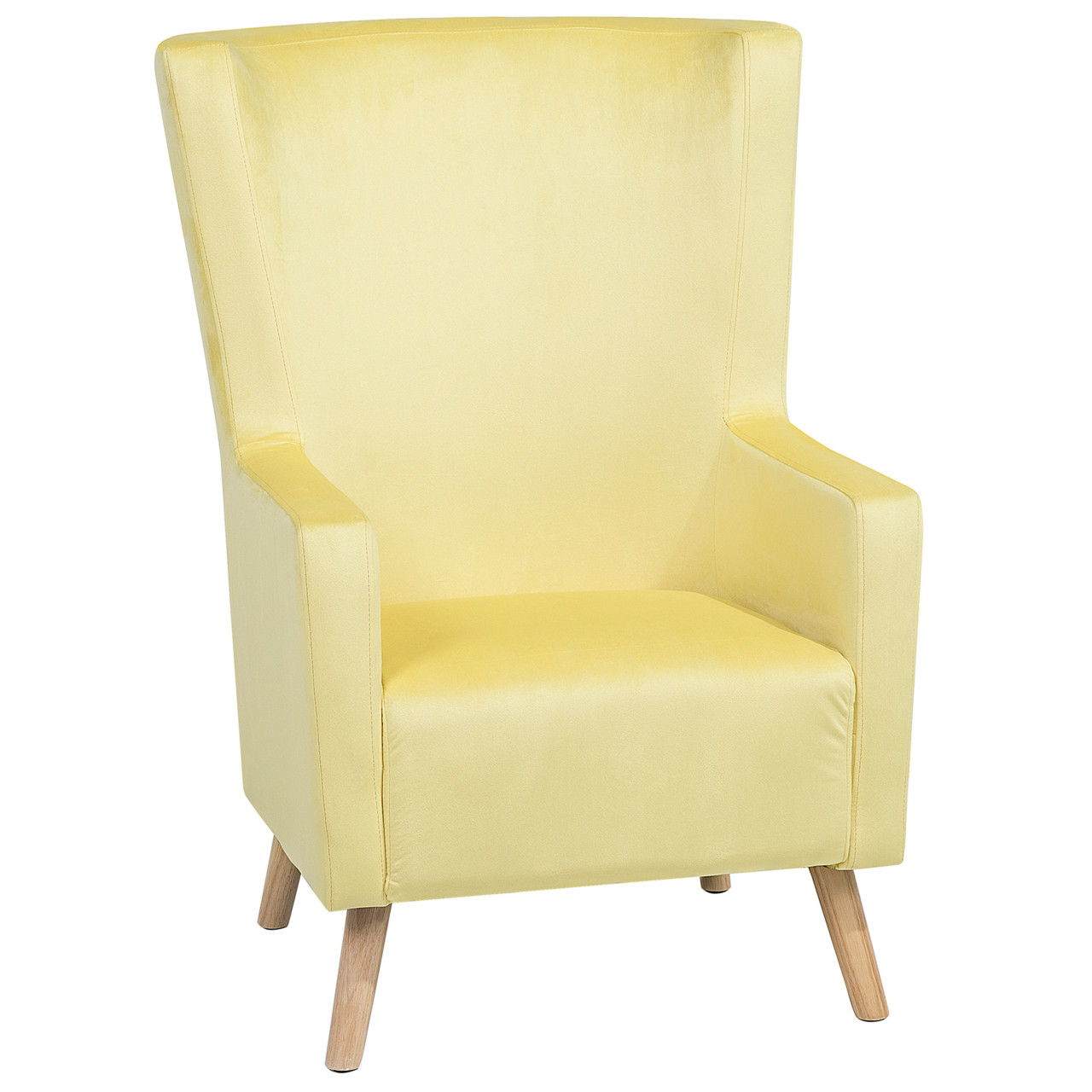 Poltrona Com Braços Beliani Oneida De Veludo Amarelo 74x60x108