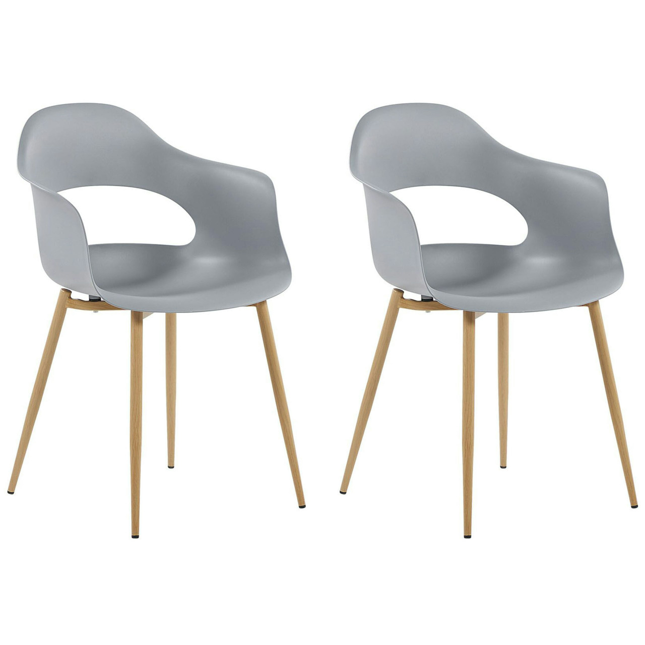 Silla de comedor estilo escandinavo Utica en material sintético gris conjunto de 2