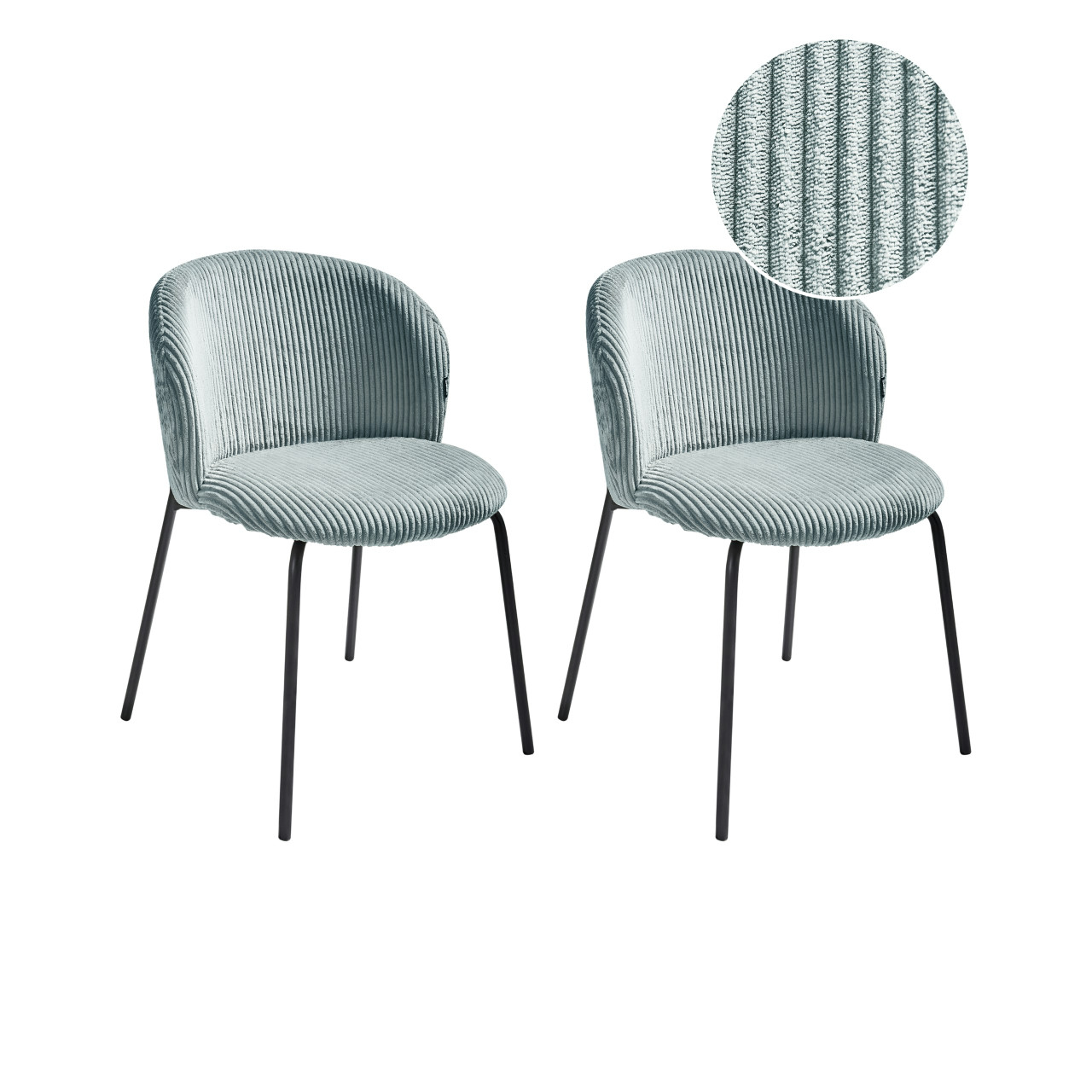 Miles upholstered cotton velvet chair with metal legs