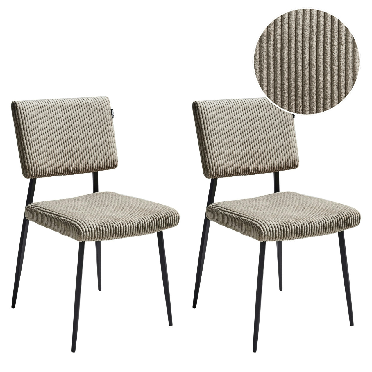 Silla de comedor Sturgis en bombazina con patas metálicas conjunto de 2
