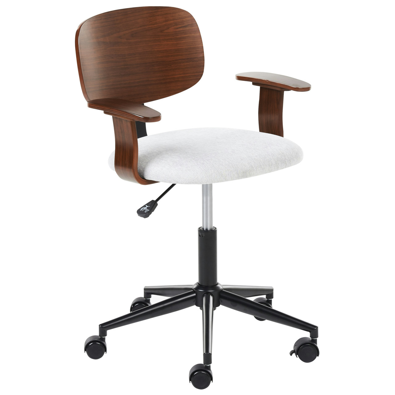 Silla de oficina Gunnison en lino sintético con estructura de madera y base metálica