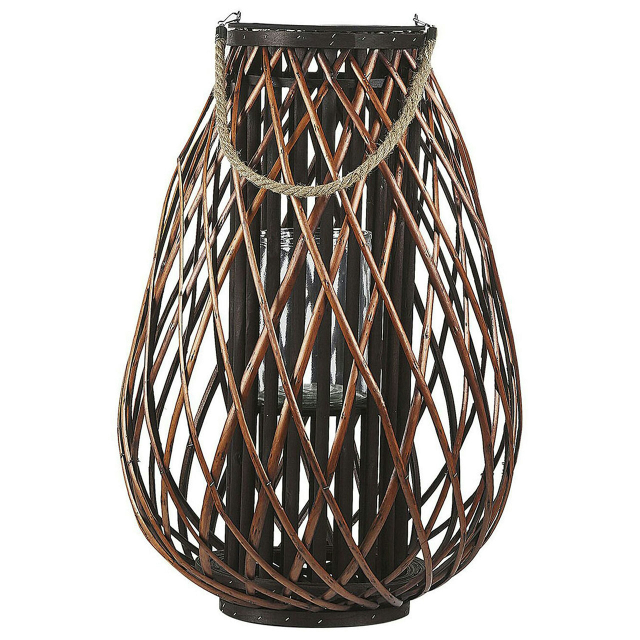 Linterna boho ovalada de madera de sauce