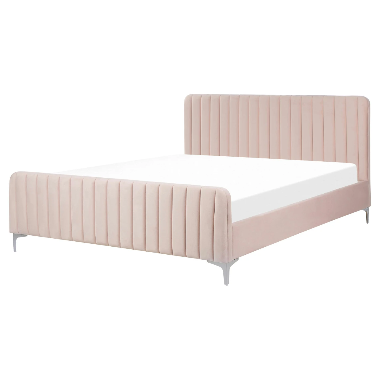 Cama doble Lunan terciopelo rosa