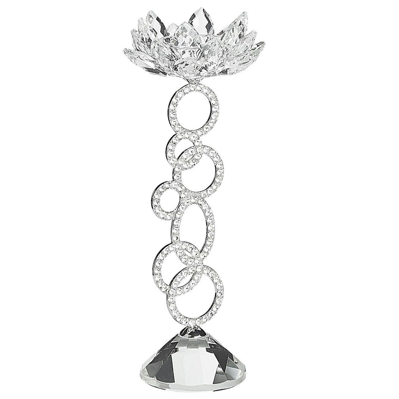 Oviedo glass candle holder with silver metal support