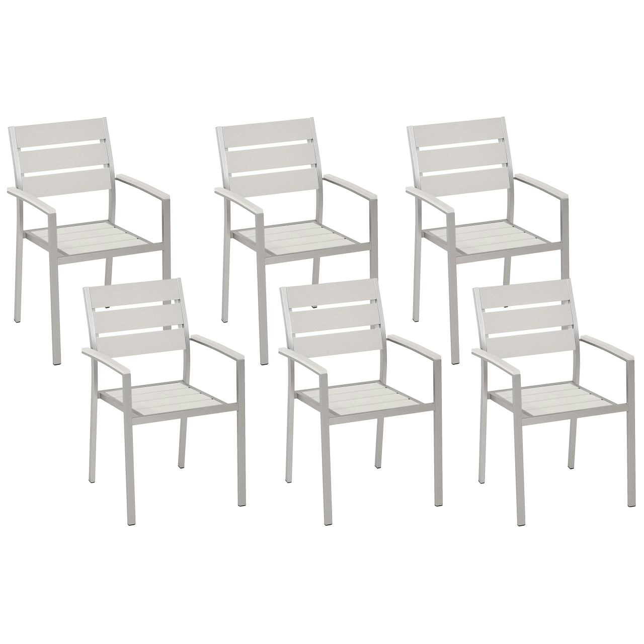 Conjunto 6 sillas jardín Vernio madera plástica y aluminio blanco