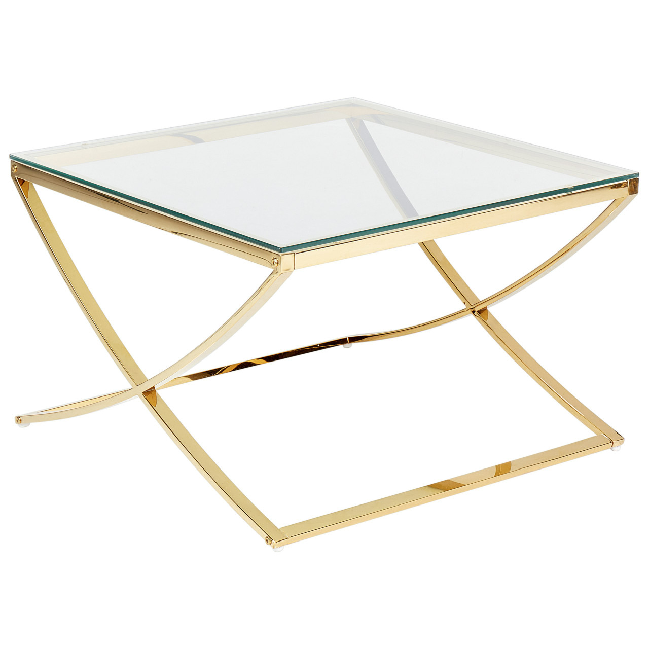 Mesa de centro Ringgold acero inoxidable y vidrio templado dorado