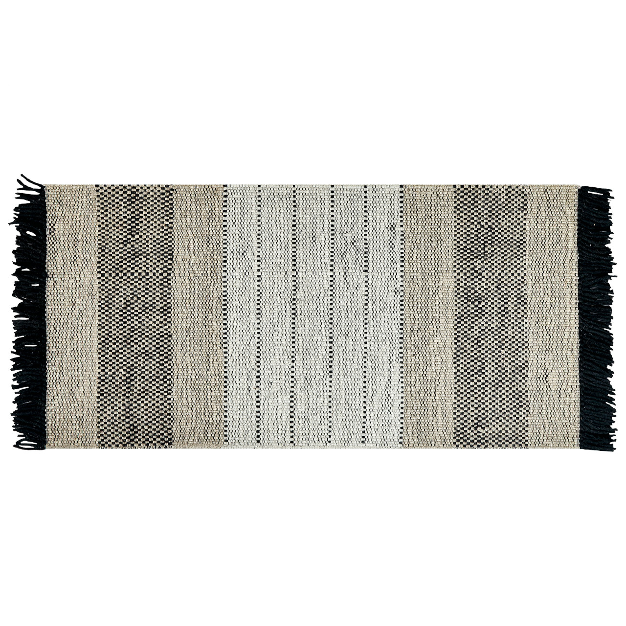 Tapete Com Borlas Decorativas Beliani Yazlik De Lã Creme 80x150