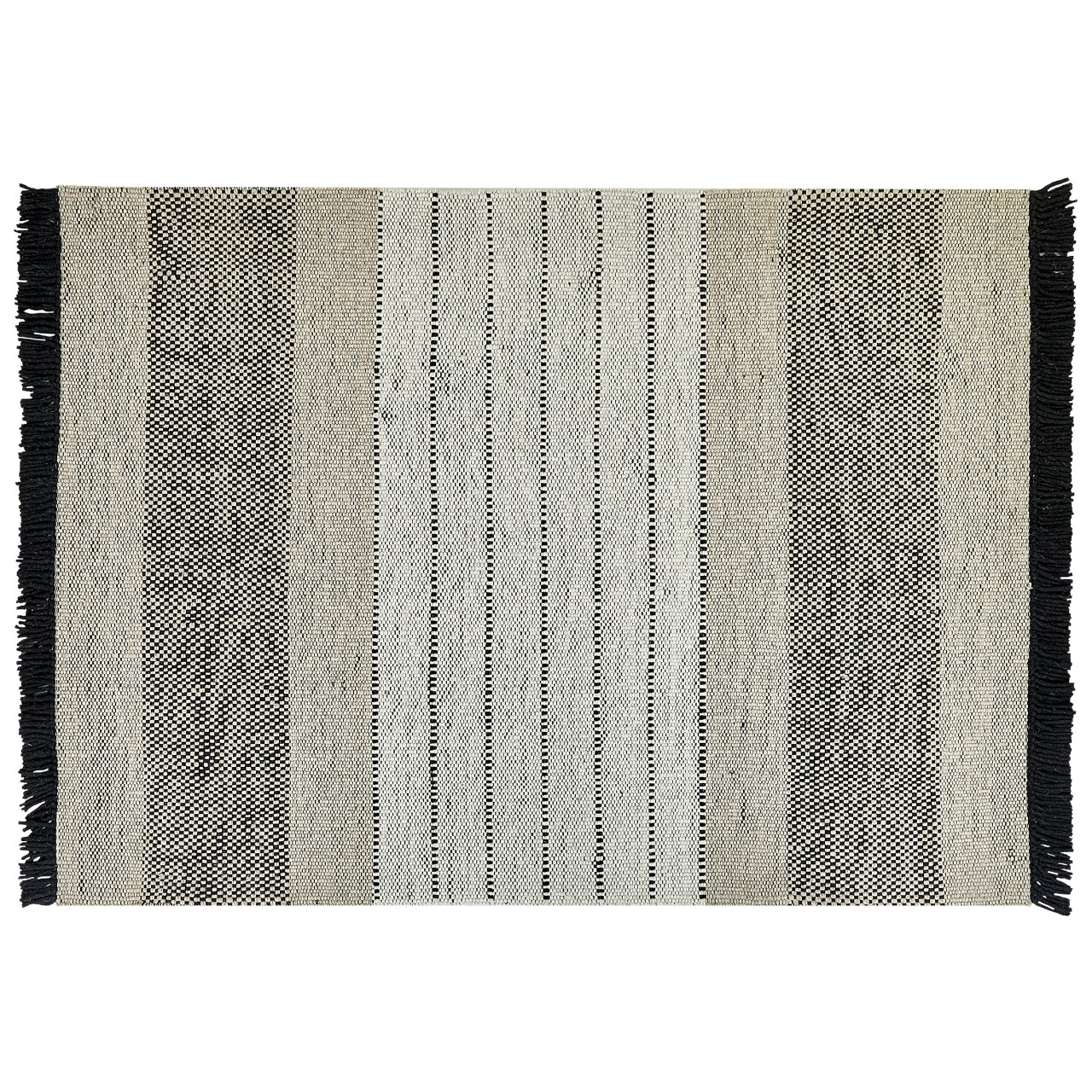 Alfombra Yazlik de lana con flecos crema