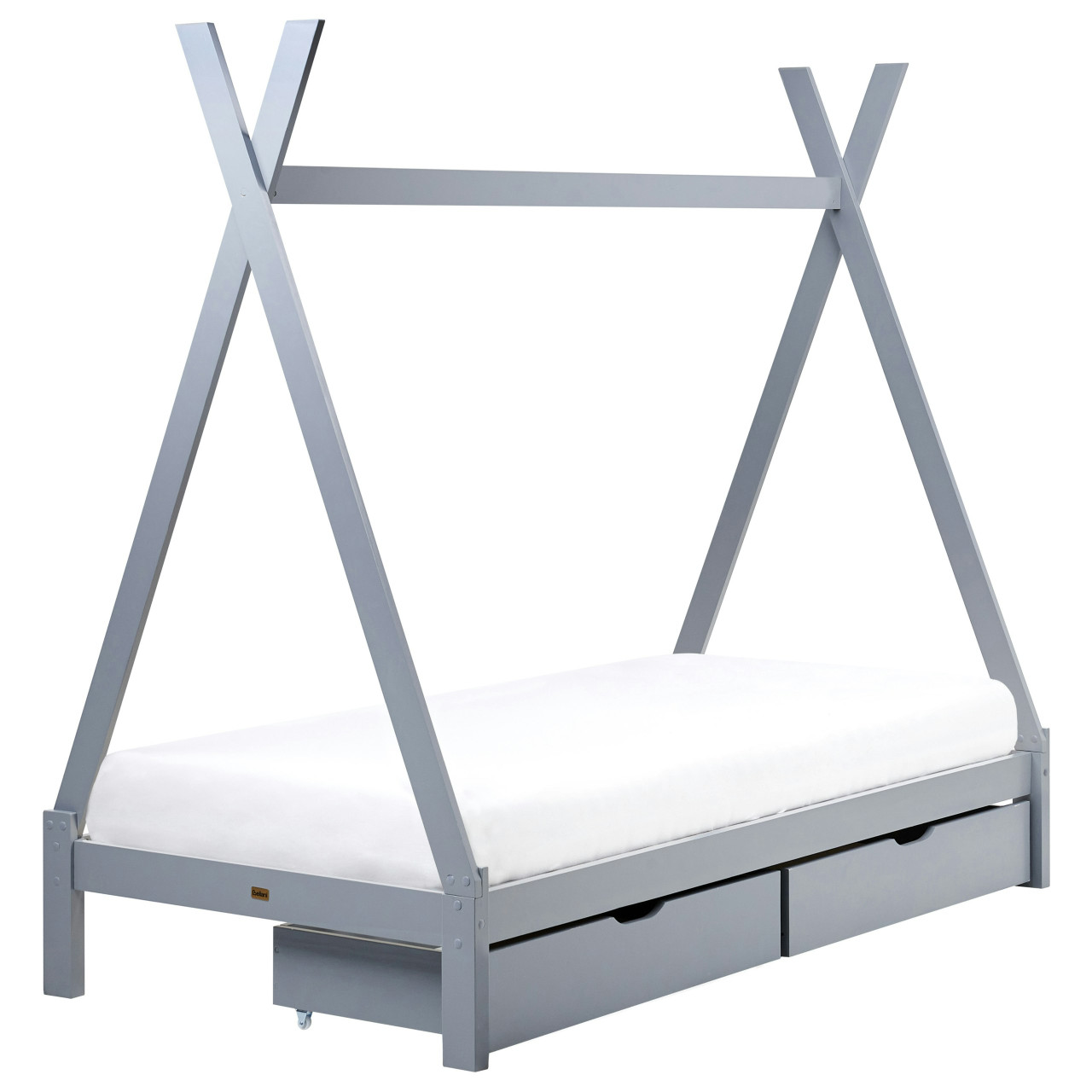 Tipi children's bed with drawers pine lacquered grey