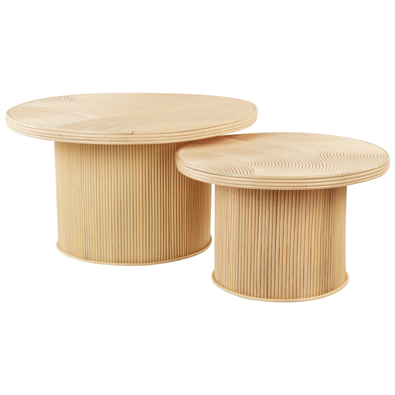Set of 2 Ilios rattan coffee tables with metal legs