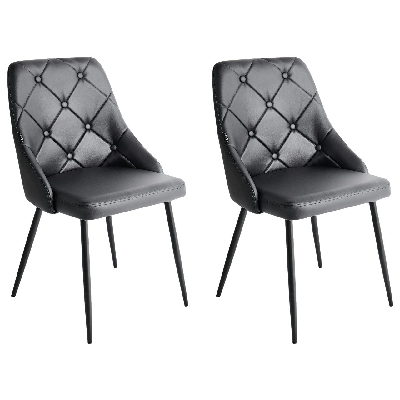 Silla de comedor Valerie en piel sintética con botones decorativos