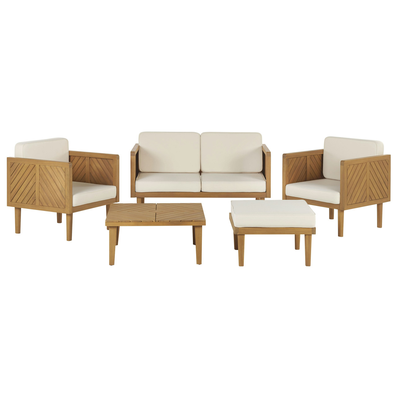 Conjunto lounge Baratti en madera de acacia con cojines