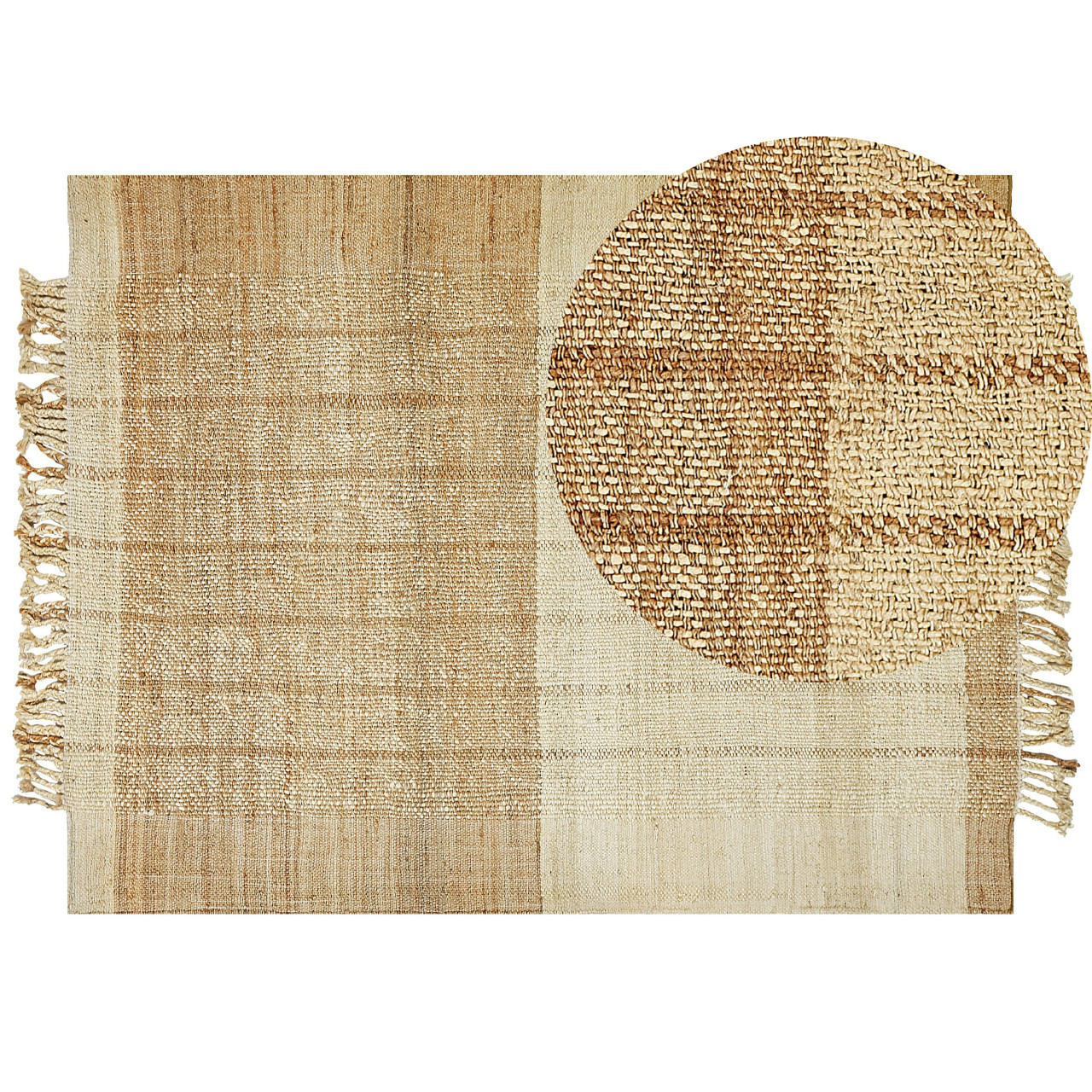 Tapete Retangular De Juta Beliani Karkin De Juta Creme 160x230