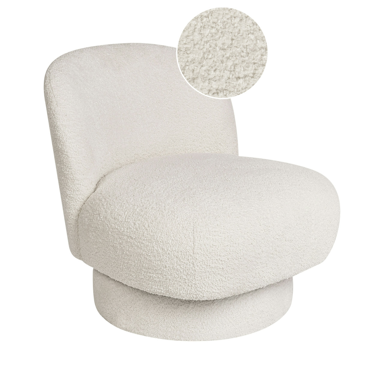 Butaca giratoria Aylo en bouclé blanco