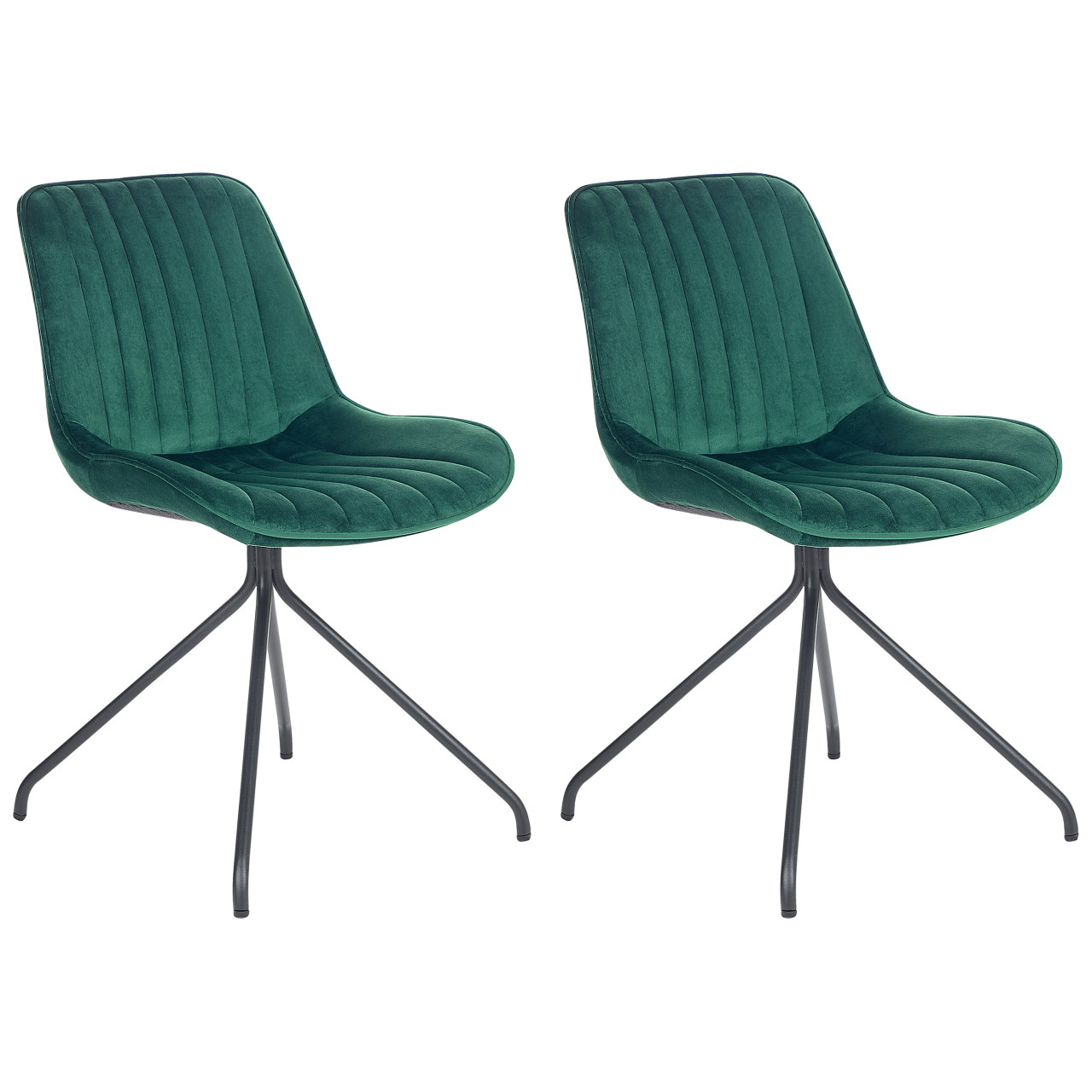 Navasota retro dining chair in green velvet (set of 2)