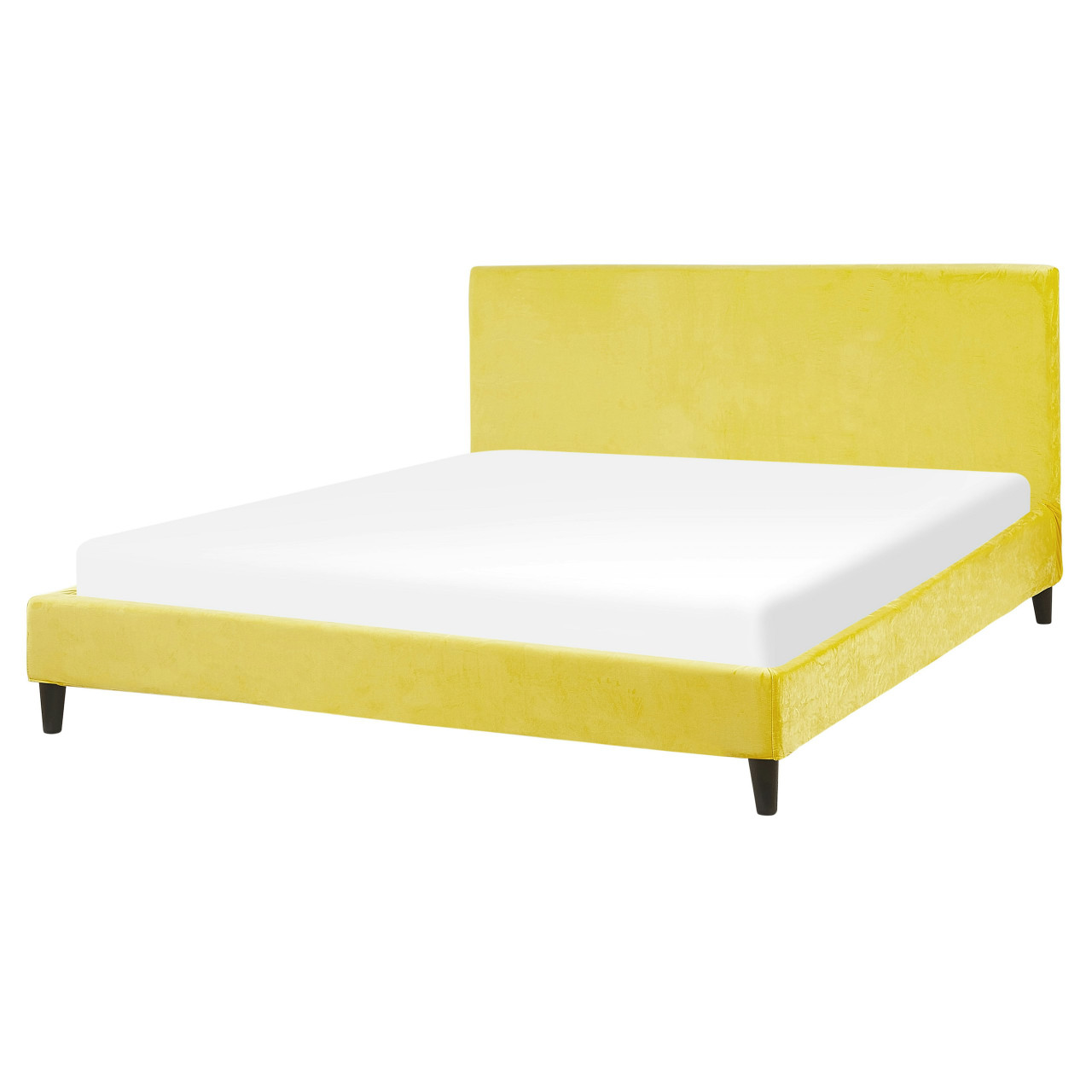 Cama doble Fitou en terciopelo amarillo
