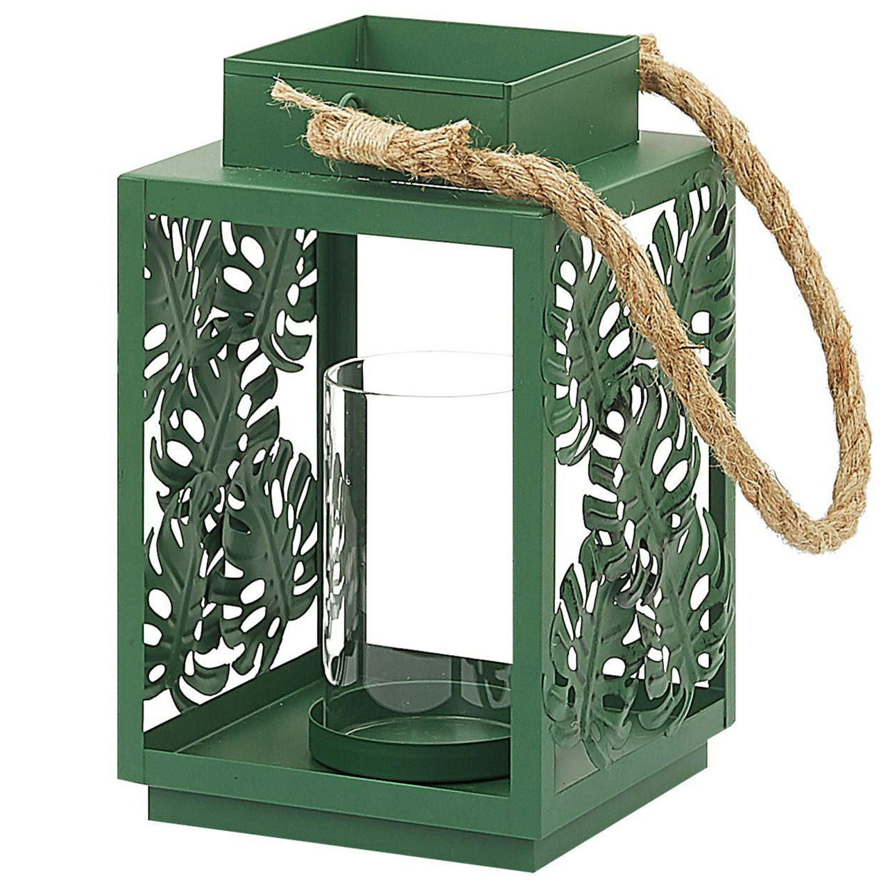 Linterna decorativa Unimak en metal verde
