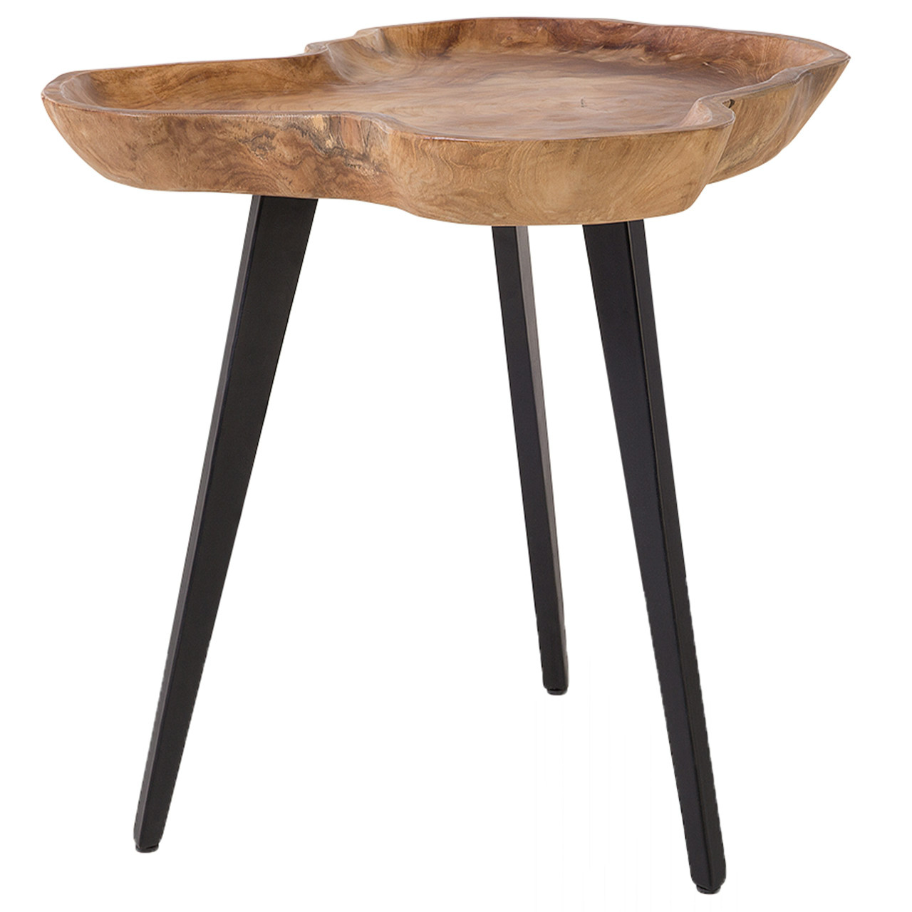 Mesa auxiliar Elsa en madera de teca con patas metálicas