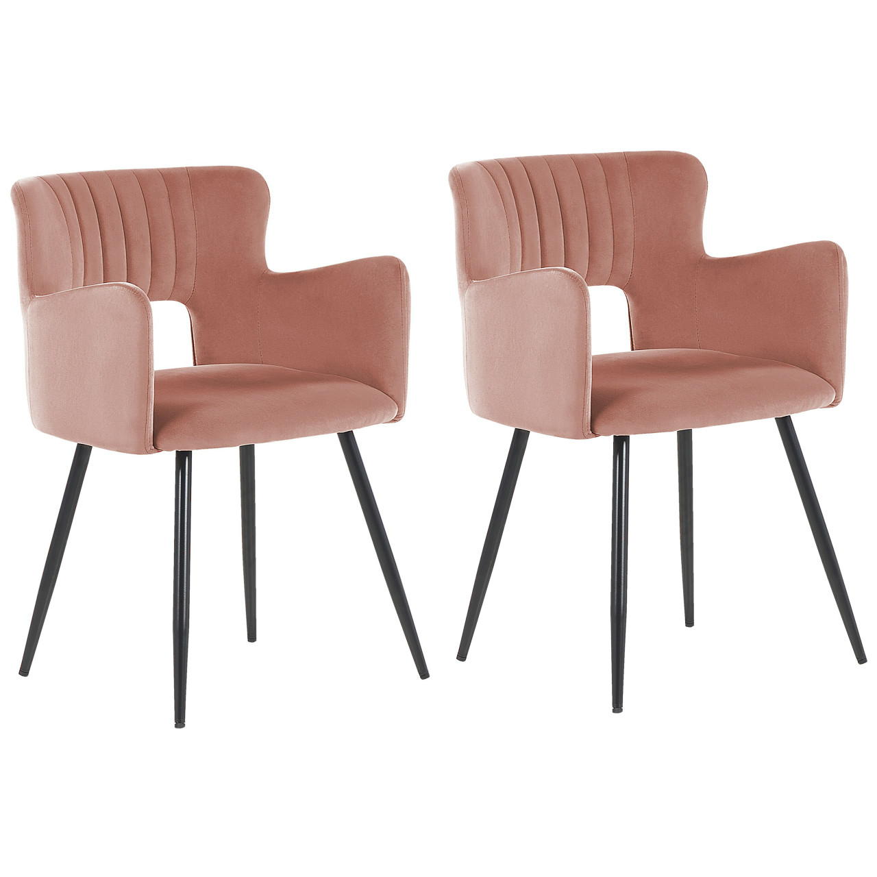 Conjunto de 2 sillas de comedor Sanilac de terciopelo con brazos