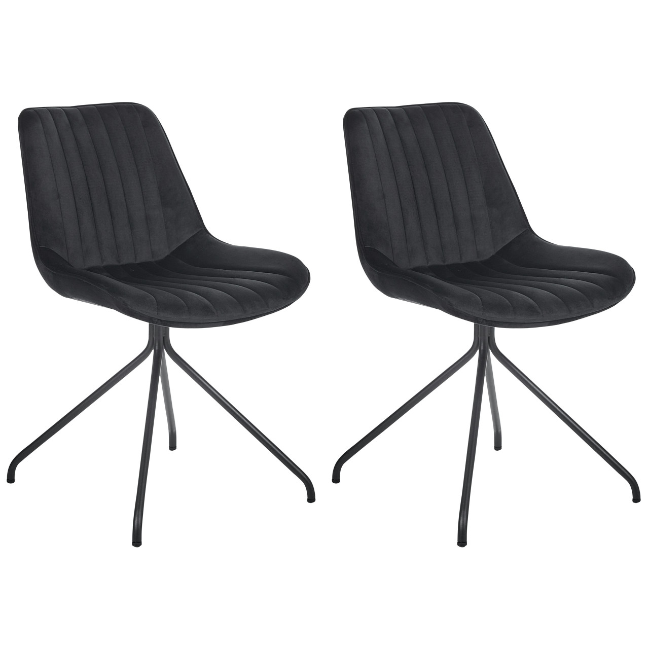 Sillas de comedor Navasota terciopelo y acero, conjunto de 2